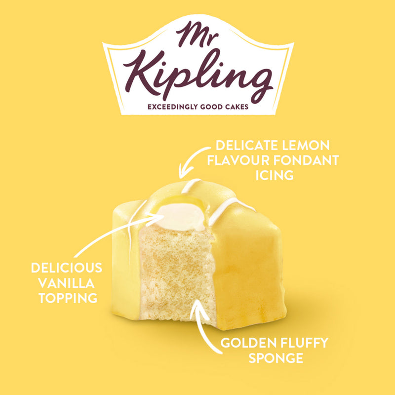 Mr Kipling Lemon French Fancies cakes 8 pack, imported from the UK