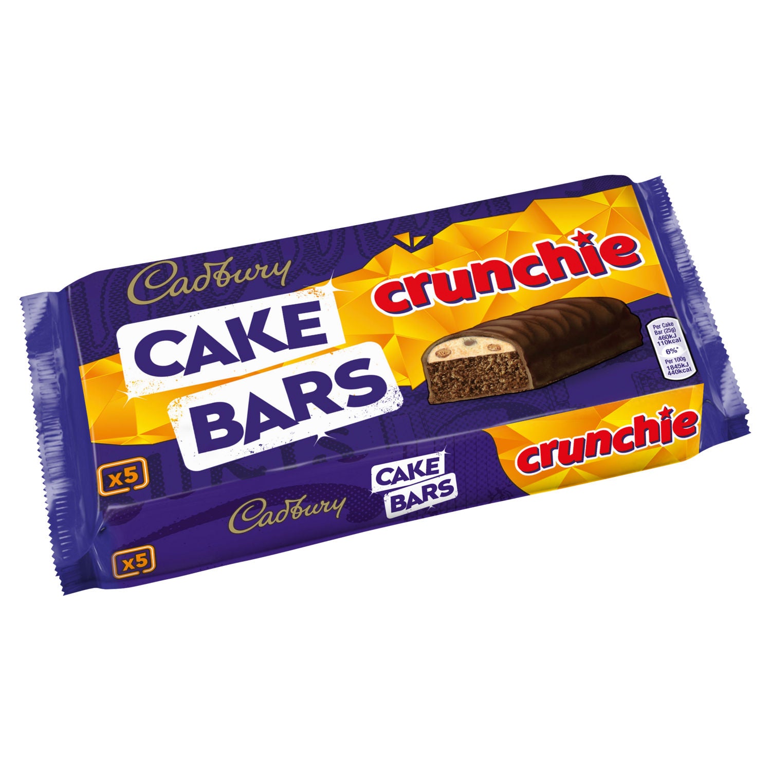 Cadbury milk chocolate crunchie cake bars 5 pack - British product