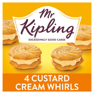 Mr Kipling Custard Cream Viennese Whirls cakes 4 pack (British brand)