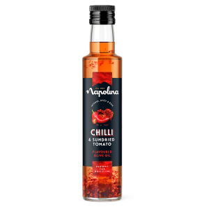 Napolina flavoured olive oil Chilli & Sundried Tomato 250ml, imported from the UK