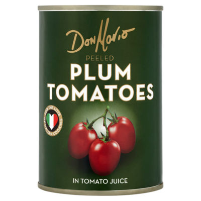 Don Mario peeled plum tomatoes in tomato juice 400g, UK version