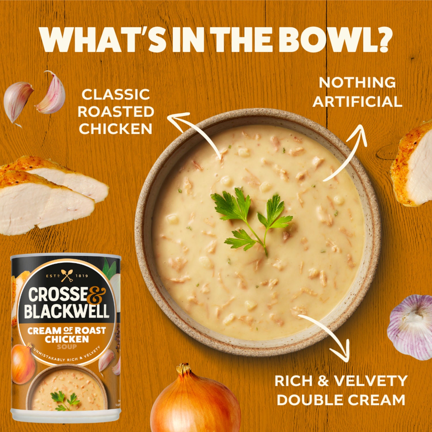 Crosse & Blackwell roast chicken soup 400g, imported from the UK