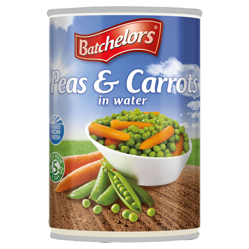 Batchelors canned peas and carrots in water 400g, UK version