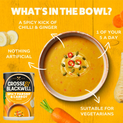 Crosse & Blackwell soup spicy parsnip carrot 400g, imported from the UK