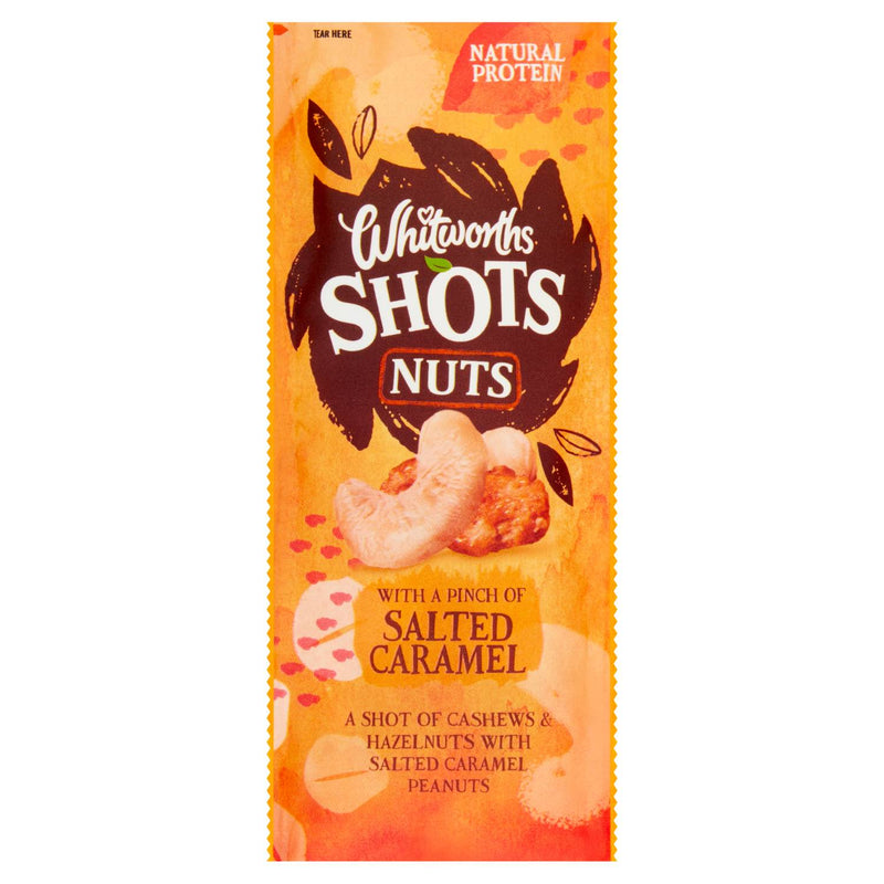 Whitworths Shots Nuts salted caramel 25g, imported from the UK