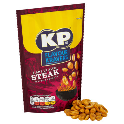 KP flame grilled steak flavoured peanuts 140g, UK version