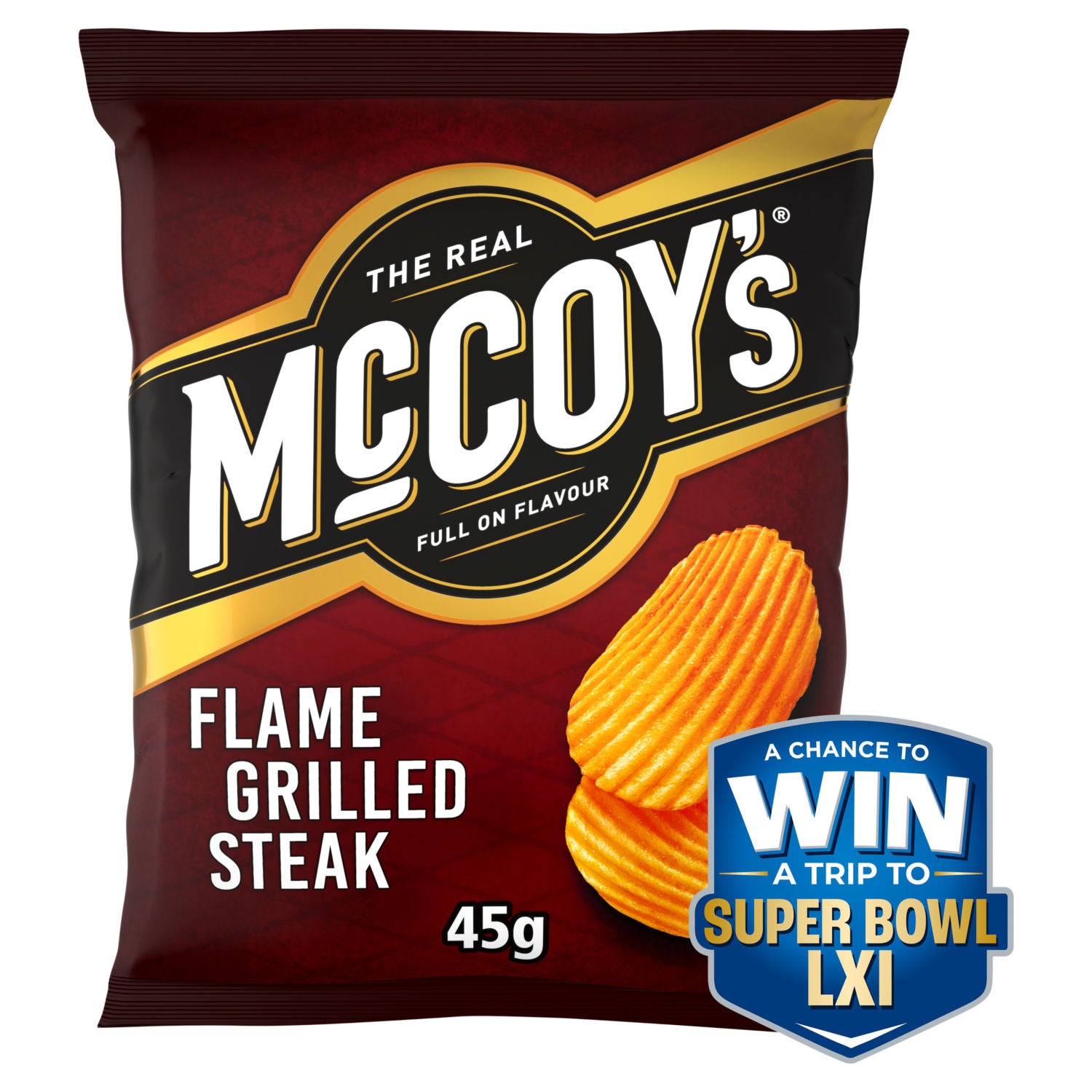 McCoy's flame grilled steak crisps 45g, imported from the UK