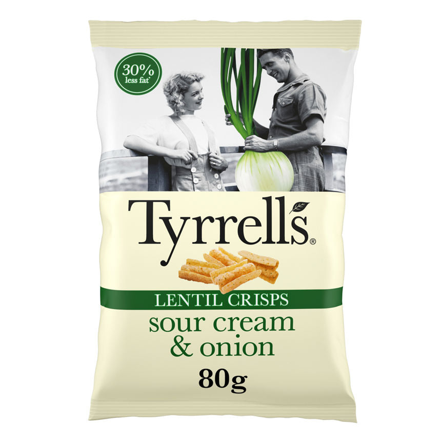 Tyrrells Lentil Crisps Sour Cream & Onion 80g GOODS ASDA   