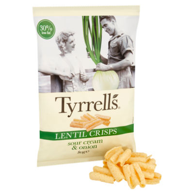 Tyrrells Lentil Sharing Crisps Rømme & Løk 80g