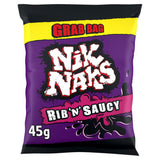 Nik Naks Rib 'N' Saucy crisps 45g, imported from the UK