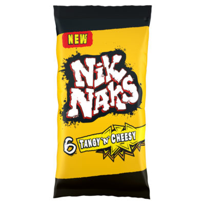 Nik Naks Tangy 'N' Cheesy corn snack multipack, imported from the UK