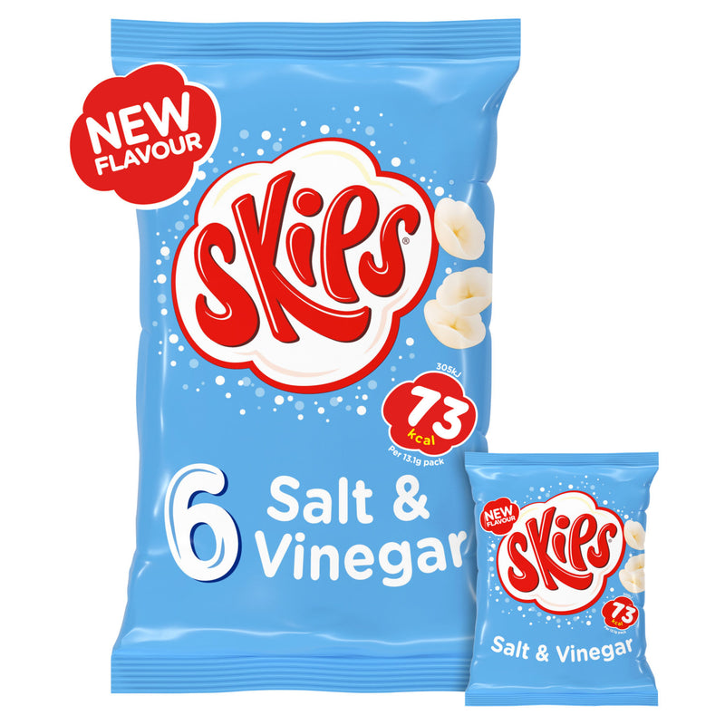 Skips Salt & Vinegar crisps multipack 6 pack, imported from the UK