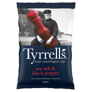 Tyrrell's crisps Sea Salt & Black Pepper 150g, imported from the UK