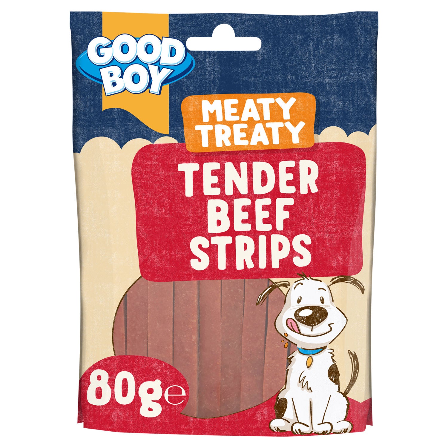 Good Boy beef strips dog treat 80g, imported from the UK