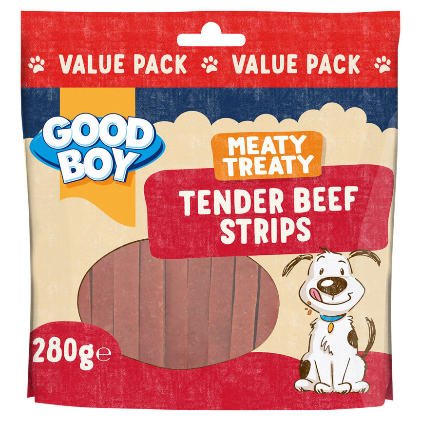 Good Boy Meaty Treaty Tender Beef Jerky Strips Dog Treats GOODS ASDA   