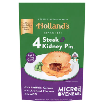 Hollands biff- og nyrepaier med rik saus, shortcrust, 4-pakning