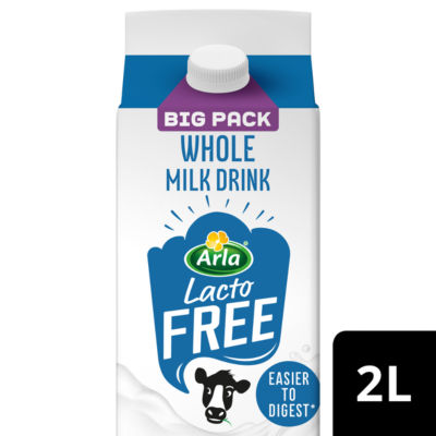 Arla LactoFree whole milk drink 2 litre carton - British product