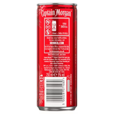 Captain Morgan Strawberry Daiquiri cocktail in a 250ml can - British product