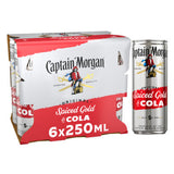 Captain Morgan Original Spiced Gold & Cola 6 pack 250ml cans - British product