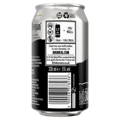 Captain Morgan ready-to-drink spiced gold and Pepsi MAX 330ml (British brand)