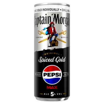 Captain Morgan Spiced Gold & Pepsi MAX pre-mix 6x250ml, UK version