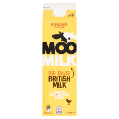 Moo Banana Flavour Milk 1 Litre, imported from the UK