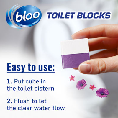 Bloo 3in1 anti-clogging flowers toilet block 50g, UK version