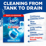 Bloo 3in1 anti-clogging toilet block 50g original blue scent - British product
