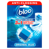 Bloo 3in1 anti-clogging toilet block 50g original blue scent - British product