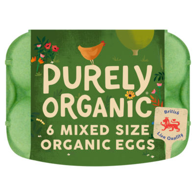 Purely Organic mixed size eggs 328g - British product