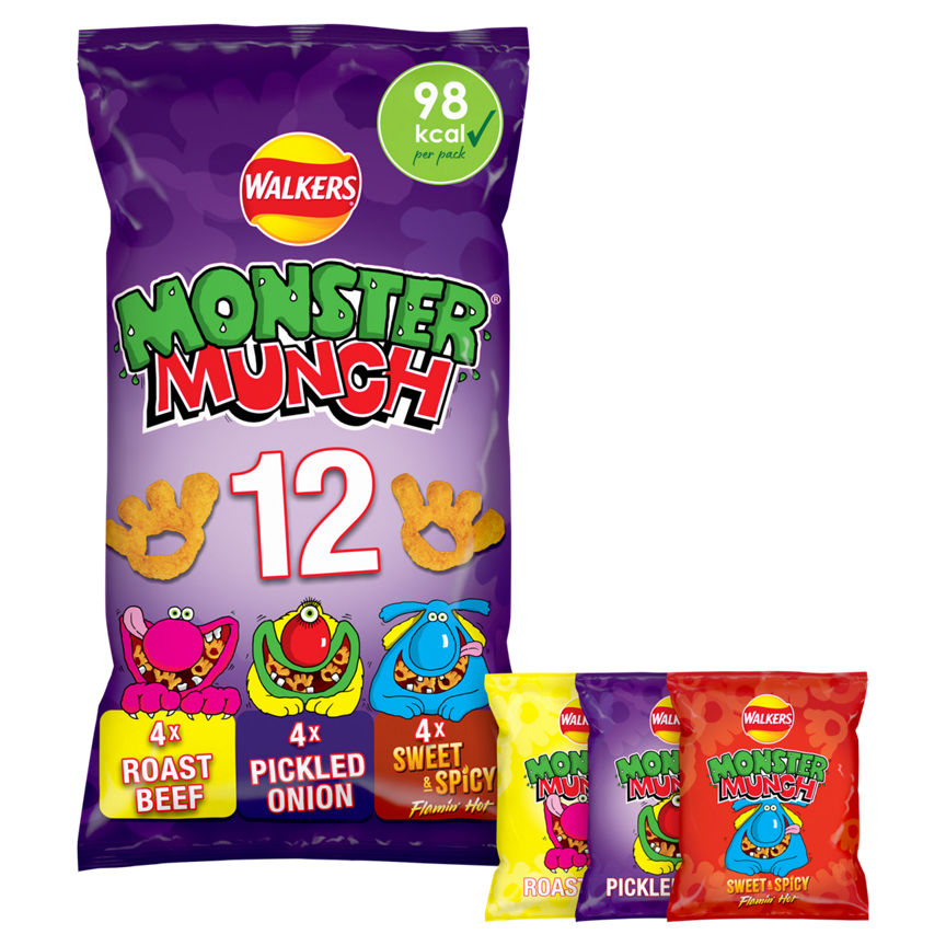 Walkers Monster Munch Variety Multipack Snacks Crisps 12x20g GOODS ASDA   