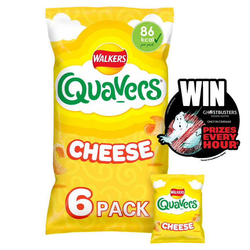 Walkers Quavers Cheese Multipack Snacks Crisps 6x16g