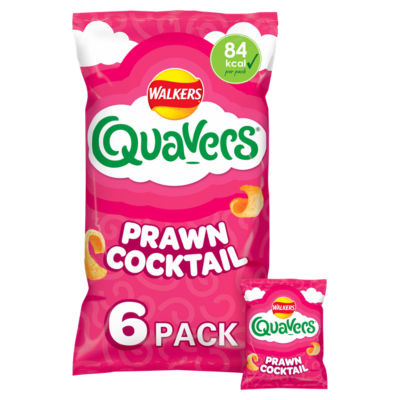 Walkers Quavers Prawn Cocktail crisp multipack 6x16g (British brand)