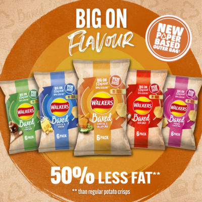 Walkers Baked Cheese & Jalapeño Multipack Snacks Crisps 6 x 22g