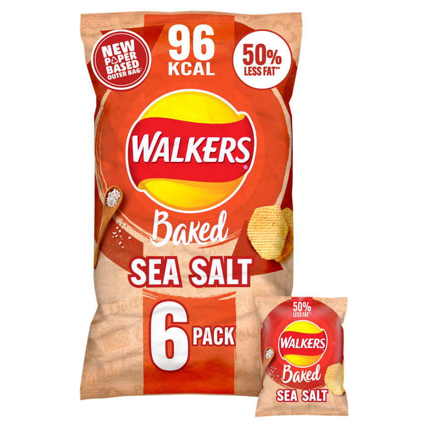 Walkers Baked Sea Salt Multipack Snacks Crisps 6 x 22g