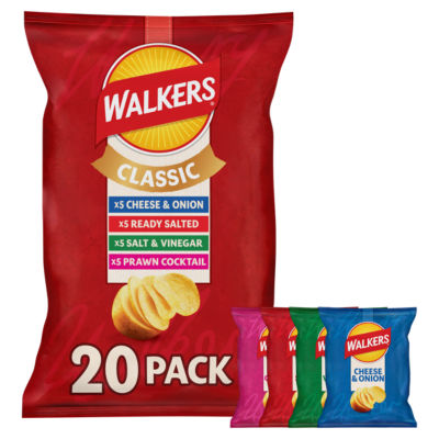 Walkers crisps multipack Classic Variety 20x25g, imported from the UK