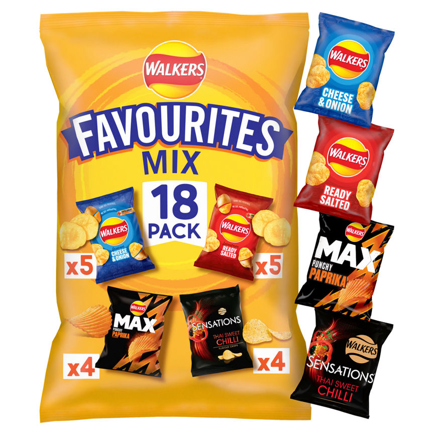 Walkers Favourites Mix Multipack Snacks Crisps 18 Pack GOODS ASDA   