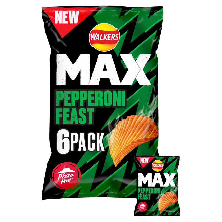 Walkers Max Pizza Hut Pepperoni Feast Multipack Crisps 6x27g