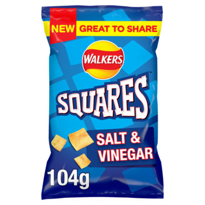 Walkers Squares Salt and Vinegar Potato Snacks Sharing Size 104g