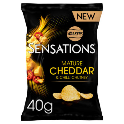 Walkers Sensations Mature Cheddar & Chilli crisps 40g, UK version