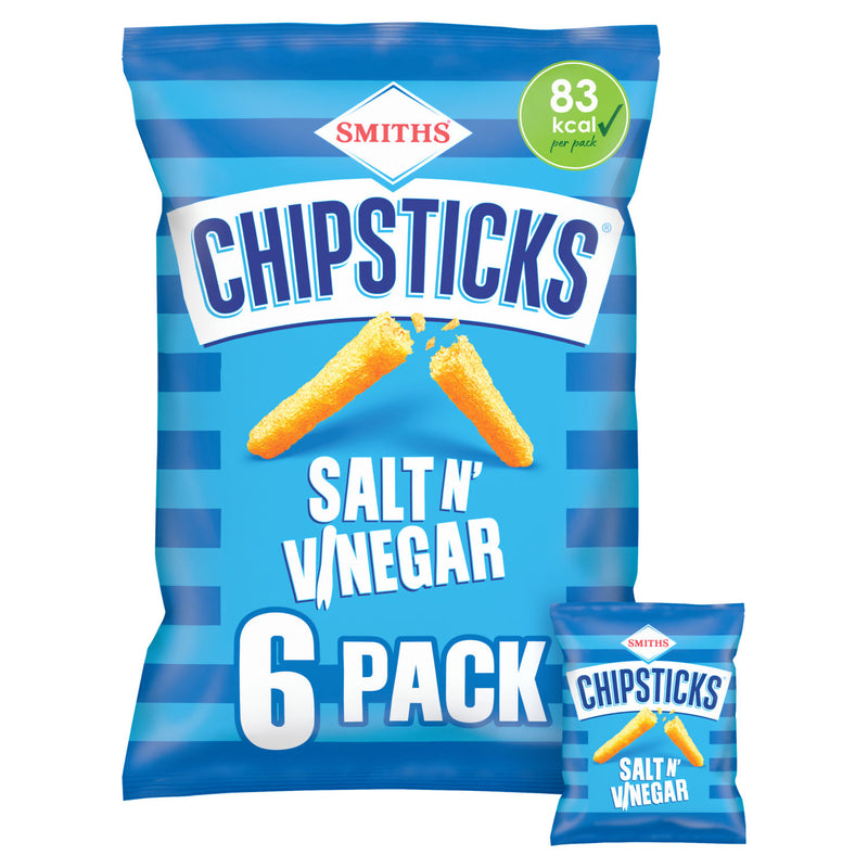 Smiths Chipsticks Salt & Vinegar crisps multipack 6x17g (British brand)