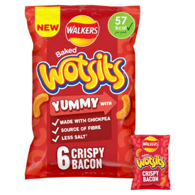 Walkers Wotsits crispy bacon chickpea crisps multipack 6x12g - British product