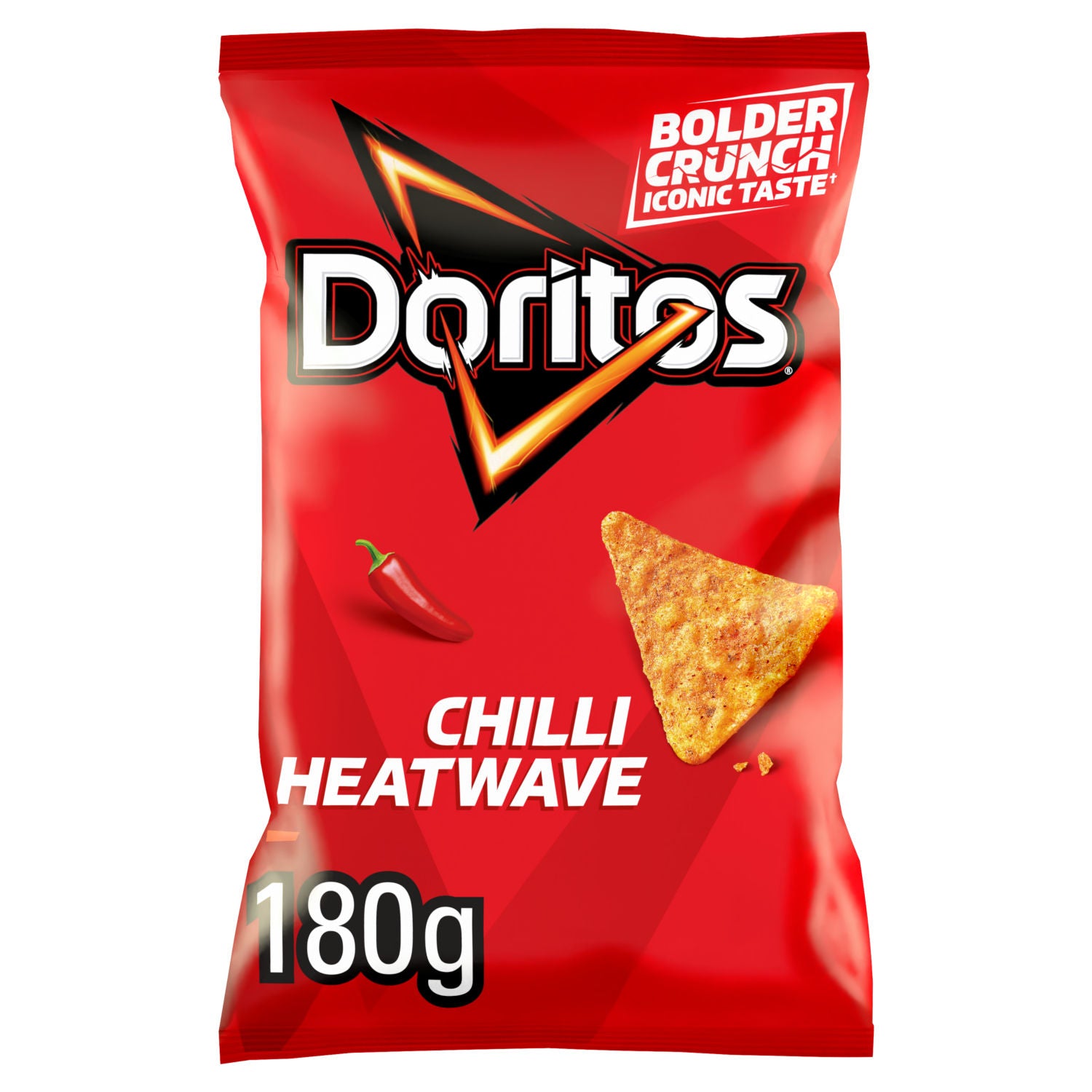 Doritos Chilli Heatwave tortilla chips 180g, imported from the UK