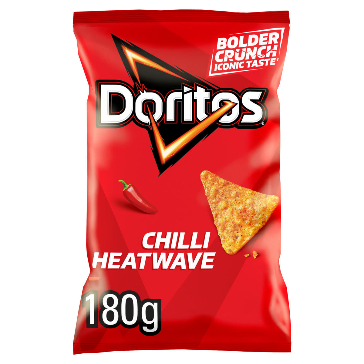 Doritos Chilli Heatwave tortilla chips 180g, imported from the UK