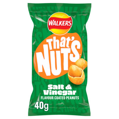 That's Nuts Walkers Salt & Vinegar coated peanuts 40g, UK version