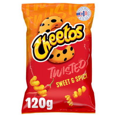 Cheetos Twisted Sweet & Spicy crisps 120g, UK version