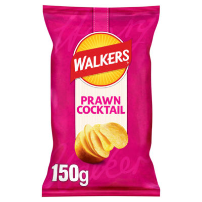 Walkers prawn cocktail crisps 150g, imported from the UK