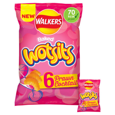 Walkers Wotsits Prawn Cocktail Savoury Corn Snacks 6x13.5g