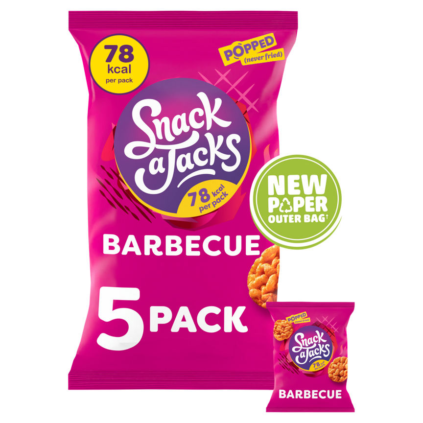 Snack A Jack Sizzlin Barbecue Multipack Rice Cakes Crisps 5 x 19g GOODS ASDA   