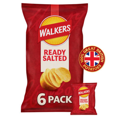 ASDA Walkers Ready Salted Crisps Multipack 6x25g- Buy online at McGrocer